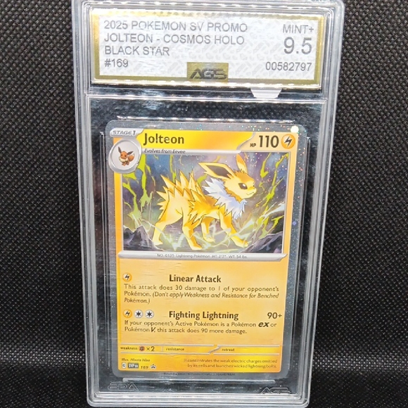 Pokemon Other - 2025 Pokemon SV PROMO JOLTEON COSMOS HOLO BLACK STAR #169 AGS MINT+ 9.5 CARD